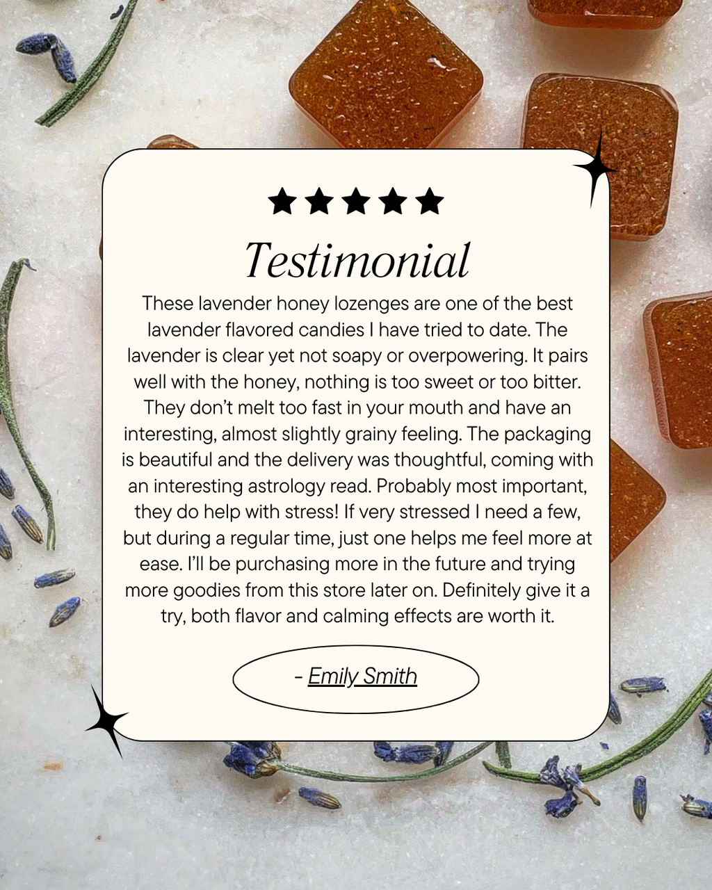 Lavender Honey Lozenges with Maine grown Lavender