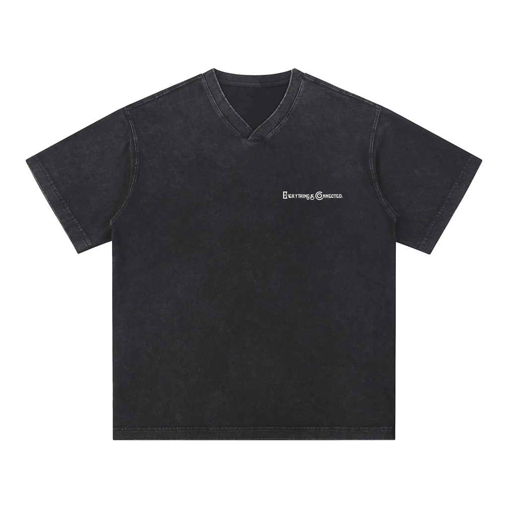 Everything is Connected - Snow Washed V-Neck Cotton T-Shirt