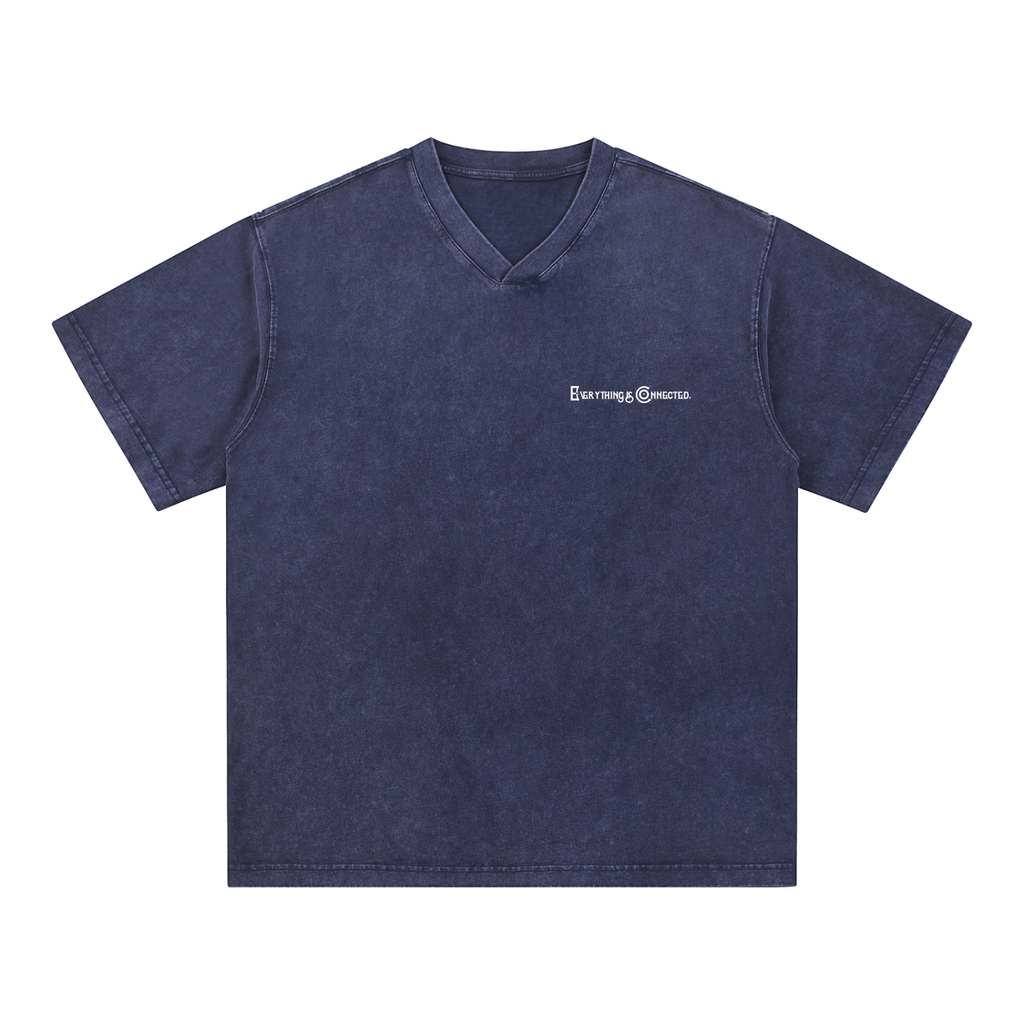 Everything is Connected - Snow Washed V-Neck Cotton T-Shirt