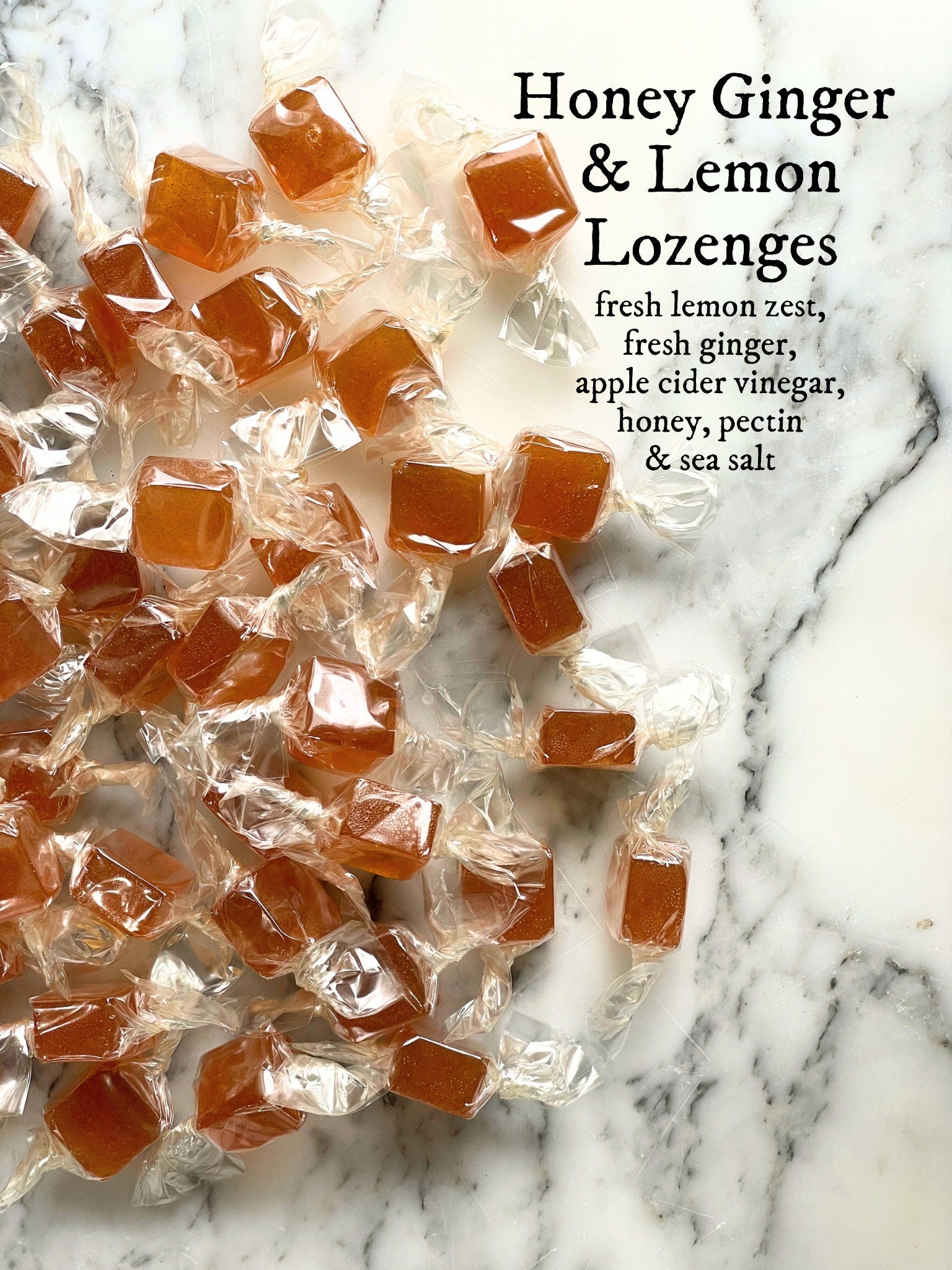 Honey Ginger Lemon Lozenges with Maine Apple Cider Vinegar